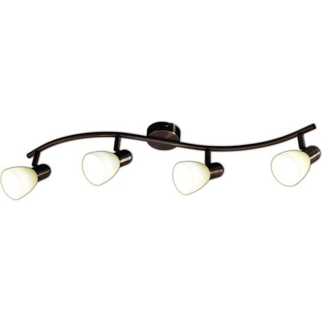 Plafonnier LED 4 Spots Orientables en Métal et Verre Brun Rustique 67 cm 1600lm - PANGIVO (1/3)