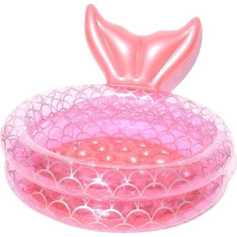 Piscine gonflable,Gonflable sirène piscine maison enfants bébé rose piscine ronde coussin d'air flottant (90cm) (1/5)