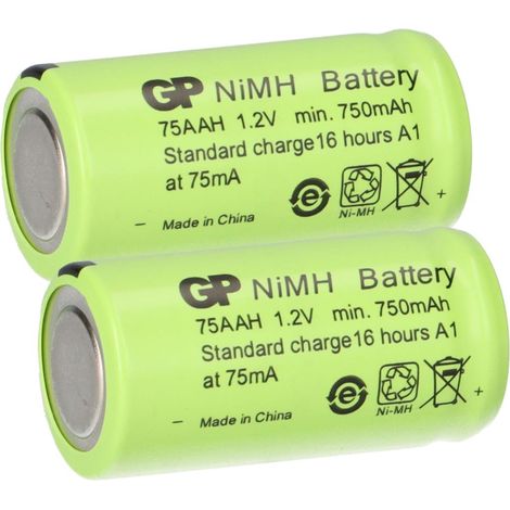 2 x GP GP75AAH Akku 2/3AA Mignon NiMH Akku 1,2V 750mAh (1/5)