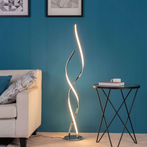 Kosilum – Lampadaire LED design futuriste 126 cm – Éclairage doux pour intérieur – Bras en métal chromé – Économie d'énergie