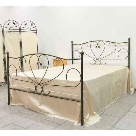 Letto singolo in Ferro Battuto Love Colori Ferro: Avorio anticato