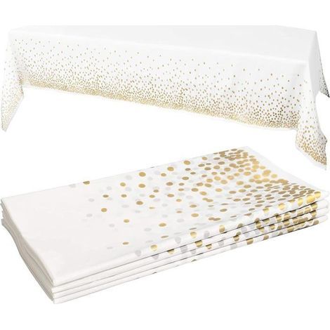 4 White Waterproof Disposable Tablecloths - Protection and Decoration for Party, Picnic, Outdoor, Birthday Tables