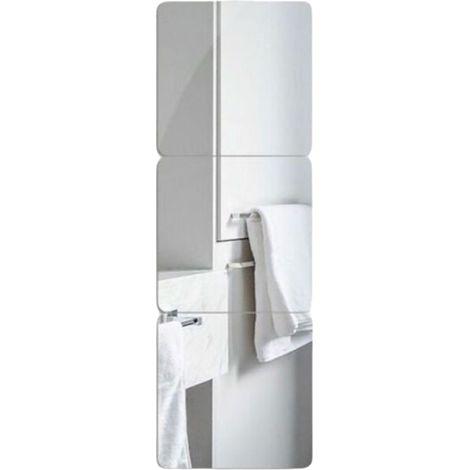 Miroir Mural Autocollant 20x20 cm - Carré Sans Cadre - Pour Décoration Intérieure Salon Chambre Bureau - Lot de 4