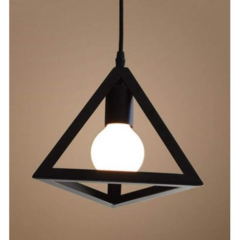 e27 Metal Moderne Pas D'ampoulessuspensions Luminaire Metal Plafonnier Lustre Luminaire Clairage Forme De Gomtrie Culot E27 Noire Suspensions Lumi (1/5)