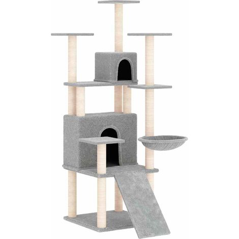 vidaXL Rascador para gatos con postes de sisal gris claro 154 cm (1/2)