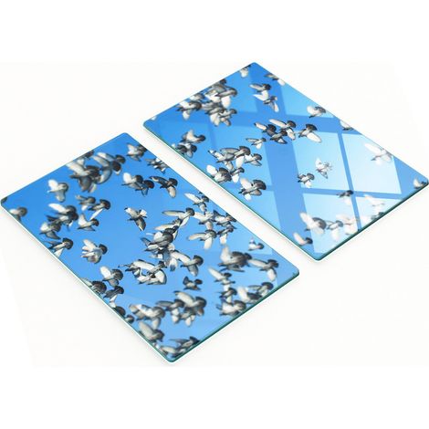 Tablas de vidrio decorativas multifuncionales para la cocina, dise帽o de palomas, 2x30x52 cm.