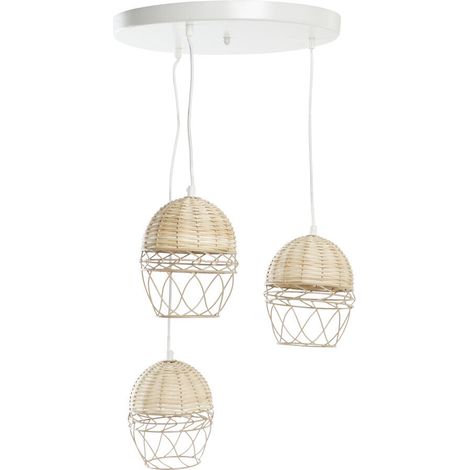 DKD Home Decor Suspension Blanc Marron Clair 38x38 cm (1/4)