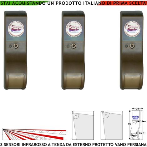 Infrarosso Dual Pir Tenda Esterno Protetto 3 Sensori Marroni Rilevano Intruso Inviano Allarme Portata 8 MT 60° Vert. 7° Orizont. Alimentazione 12 V Assor. 10 mA Antifurto Vano Persiana Cover ABS IP31 (1/4)