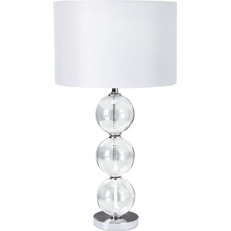 Lampada Da Scrivania Classico Bliss Acciaio Cromo Vetro Bianco 1 Luce E27 (1/5)