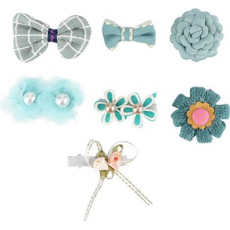 Ensemble Accessoires Cheveux Pour Chien Et Chat - Boîte Cadeau 7 Pièces Clips Élastiques Multicolores (1/5)