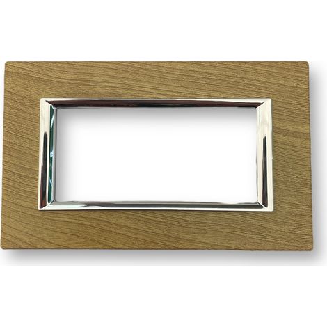 Placca Da Parete 4 Moduli Compatibile Matix Placchetta Effetto Legno Bambu C4804 (1/5)
