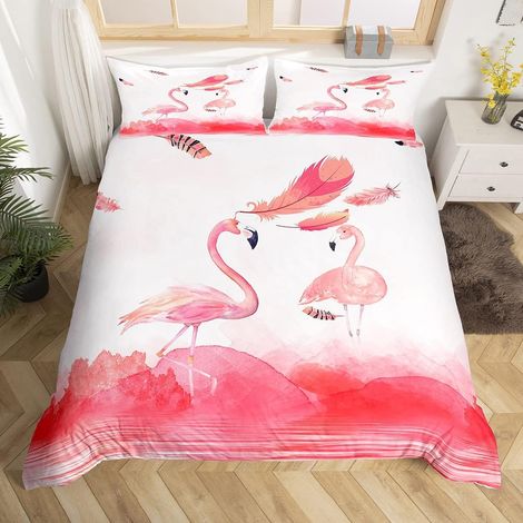 Rose Flamingo Parure de Lit 140x200cm pour Tropical Flamingo Motif Housse de Couette Animaux Sets de Housse de Couette Bird Le recueil Literie 2 pièces Parure Housse de Couette - 140 x 200 cm (1/5)