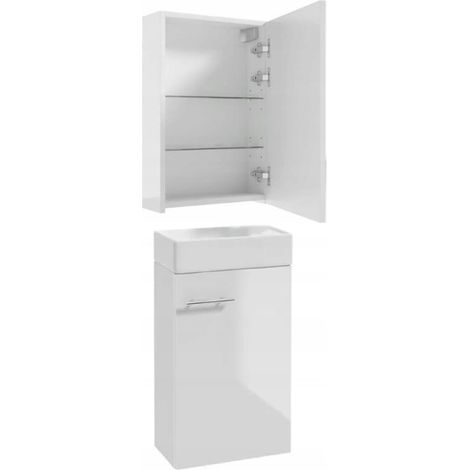 Conjunto de mueble de baño con lavabo 60x40 + mueble de baño con espejo 40x60 Napoli (1/5)