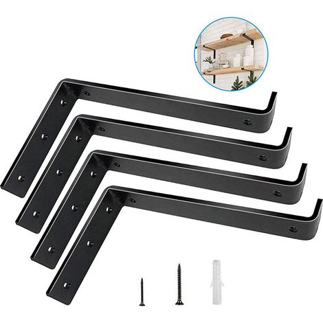 Industrielle Metall-Regalträger – 4er-Set Beine für Tisch oder Bank – Maße: 24 x 4 x 15 cm – Schwarz – Rohbau (1/4)