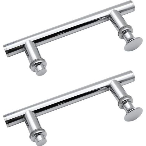 Lot de 2 poignées rondes pour porte de douche en acier inoxydable 304, diamètre 145 mm, avec bouton plastique ergonomique – Convient pour cabines de douche fixes et pivotantes (1/5)