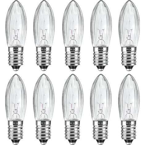 Lot de 10 E10 34V 3W Ampoule de Bougie, Blanc Chaud 2700K, 30LM, E10 Petite Base à Vis, Top Candles Ampoule Remplacer, pour Fairy Lights, Chandelier, Arche Lumineuse, Guirlandes de Noël (1/5)