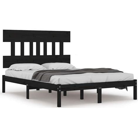 Maison Exclusive - Massivholzbett Schwarz 200x200 cm (1/5)