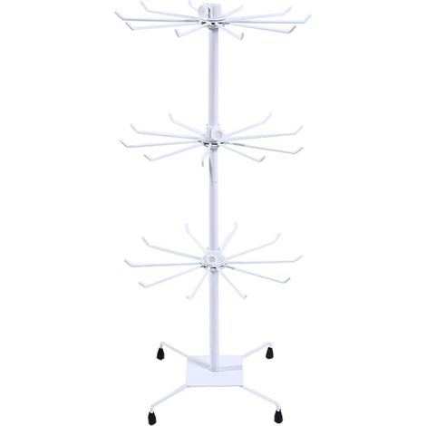 Etagère métal rotative verticale magasins détail supermarchés chapeaux gants écharpes accessoires Blanc 3 couches (1/5)