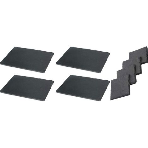 Ensemble 8 sets de table ardoise 30x20 et 10x10 cm