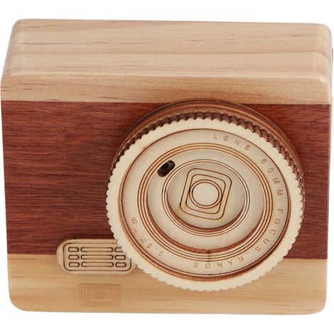 Appareil photo en bois boîte à musique forme rétro design classique mélodie mélodieuse cadeau anniversaire décoration maison (1/5)