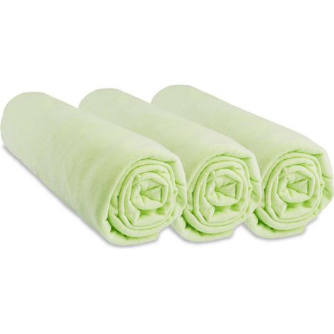 Lot de 3 Draps housse Jersey 100% Coton - 40x80 / 40x90 cm -Anis (1/4)