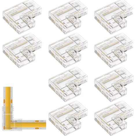 10 Pièces Connecteur Ruban LED COB 2 Pin pour 10mm Connecteur Ruban COB LED 2 Broches pour la Connexion des Fils et Bandes LED COB 12V 24V (1/5)