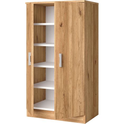 Mueble Recibidor Zapatero Rhin Armario Moderno Color Roble Naturale