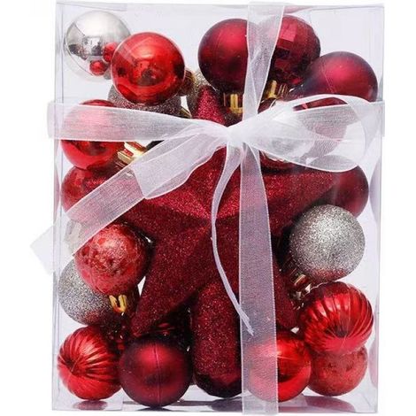 Boules De Noel - 30 Pièces - Diamètre 3 Cm - Plastique Haute Qualité - Pour Arbre De Noel Intérieur Extérieur - Rouge Or (1/5)