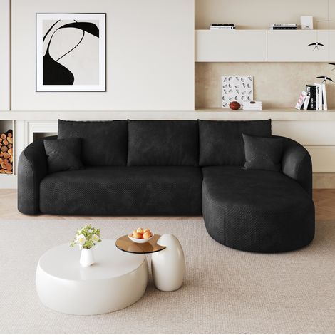 Divano angolare modulare 266 x 168 x 85 cm senza montaggio, tessuto nero HAVRYA (1/5)