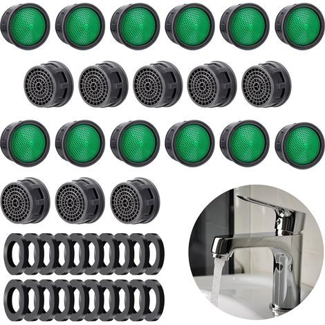 20Pcs Faucet Aerator Replacement Parts with Faucet Cover Gasket Flow Restrictor Filter Insert Water Saving Flow Restrictor for Bathroom Kitchen (1/5)