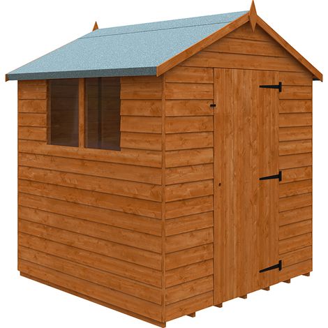 6 x 6 Feet Budget Apex 9mm Shed - Solid Wood/Softwood/Pine - L175 x W175 x H217.9 cm - Burnt Orange