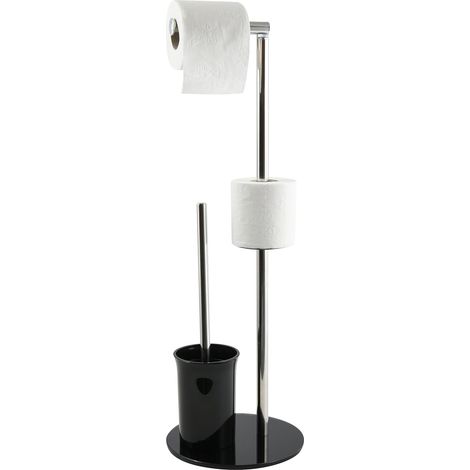 PIANTANA COLONNA ACCIAIO INOX PORTA SCOPINO BASE VETRO OVALE- Acciaio Inox Vetro Nero- SPIRE- pezzi 1