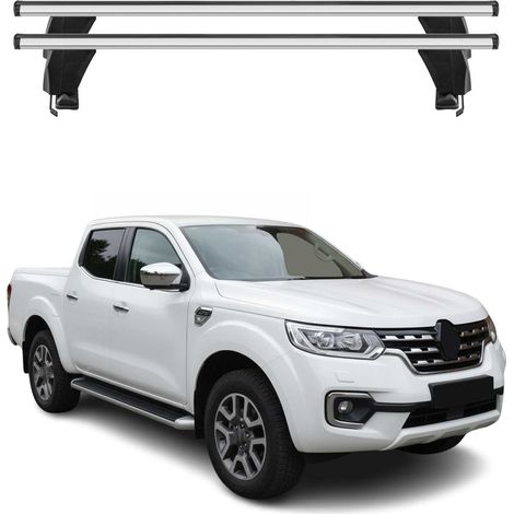 OMAC Dachträger Querträger Alu für Renault Alaskan 2017-2021 – Abschließbar – T-Nut – City-Crash-getestet – Max. 50 kg Silber (1/5)