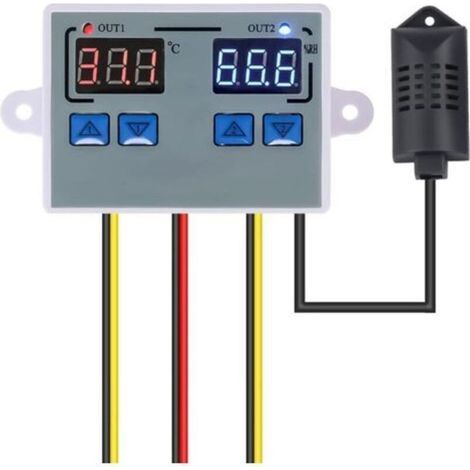 ALLIANDISThermostat, ContrôLeur De TempéRature De Sortie d'Humidité NuméRique Thermostat De RéFrigéRateur Domestique Humidistat 10A ContrôLe Direct De l'HygromèTre du ThermomèTre (AC 110V-AC 220V) (1/4)