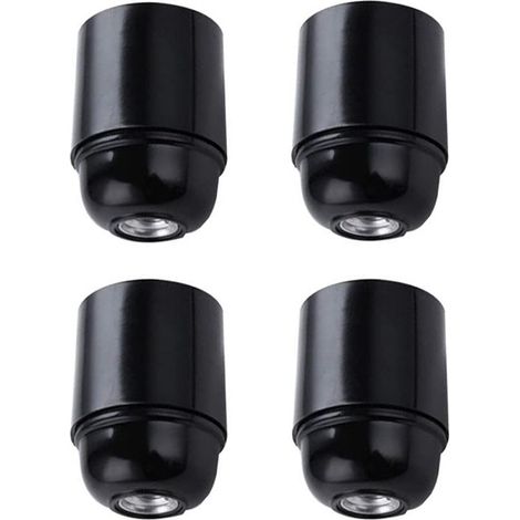 4 Pcs Vintage E27 Support de Lampe à Vis, Douille d'Ampoule en Bakélite Noire, Luminaires Suspendus Adaptés aux Ampoules Edison (Noir) (1/4)