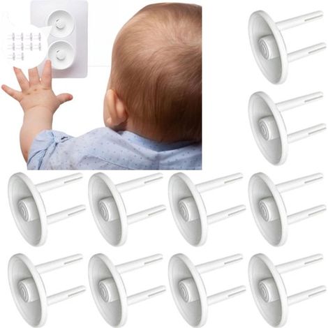 10 Baby-Steckdosenschutz - Universelles Design - Kindersichere Steckerschutzvorrichtungen - Schutzvorrichtungen für Zuhause - 3,7 x 2,2 cm - Geeignet für Baby-Sicherheitsstecker - Weiß.