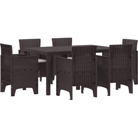 Garten Essgruppe 7 pcs Braun Polt Rattan