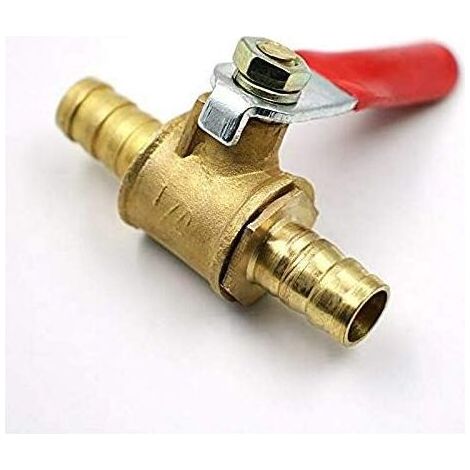 Vanne à bille en laiton, 6 mm, vanne d'arrêt, cannelée, raccord de tuyauterie, connecteur de robinet, adaptateur pour eau, gaz, huile (1 pièce, 6 mm) - Crezuo (1/4)