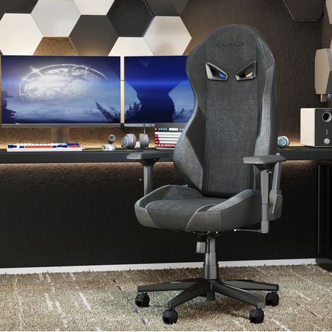 Gaming Stuhl ergonomisch Stoff dunkelgrau verstellbar OKMYHOME (1/3)