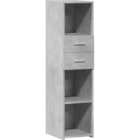 Maison La Vie - Buffet haut pour salon - Meuble de rangement gris béton 30x42,5x124 cm bois d'ingénierie bu1186 (1/5)