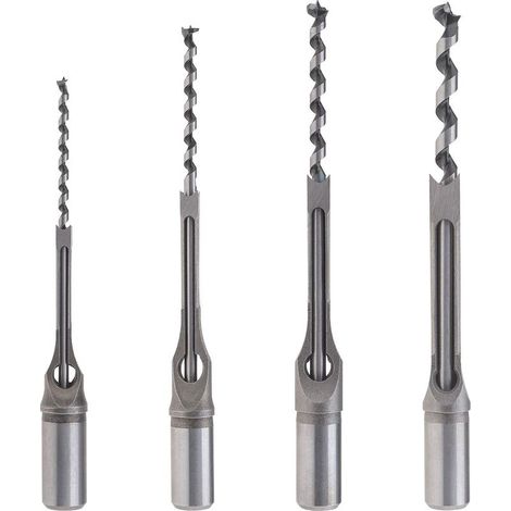 Jeu de 4 forets carrés pour bois, ciseaux à mortaiser 6,4/8/9,5/12,7mm, kit perçage menuiserie charpente robuste (1/5)