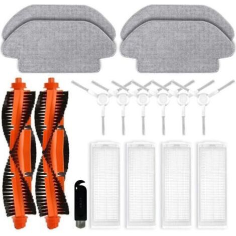 Repuestos compatibles con Xiaomi Robot Vacuum S12 / T12 B106GL, para Xiaomi Mi Robot Vacuum Mop 2S XMSTJQR2S, 2 cepillos principales, 6 cepillos laterales, 4 filtros HEPA, 4 paños de limpieza (1/4)