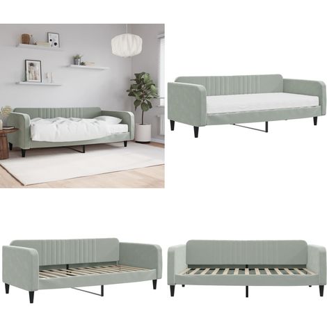 Tagesbett mit Matratze Hellgrau 100x200 cm Samt - Schlafsofa - Matratze (1/5)