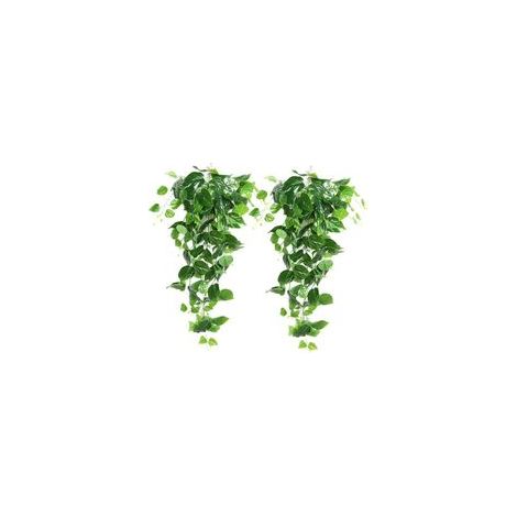 Set di piante artificiali pendenti, edera finta da 90 cm, foglie di scindapsus decorative - Crezuo