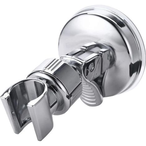Soporte de ducha con ventosa, ABS, extraíble, montaje en pared, ventosa, rotación de 360°, plateado (1/5)