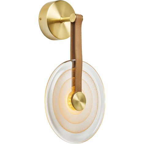 Visconte Aureo Circular Handcrafted Tinted Glass Pendant LED Gold Wall Light (1/5)