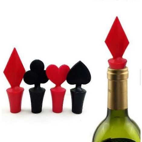 Lot de 4 bouchons de vin humoristiques et originaux, réutilisables. (1/5)