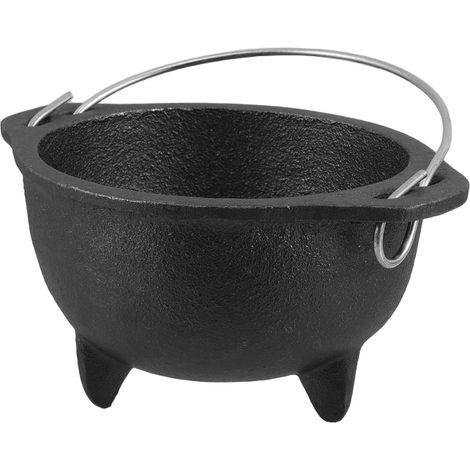 Chaudron Fonte Tripode Multifonction pour Magiciennes Support à Bonbons et Porte-encens Métal Noir Vintage Décoration Rustique pour Fêtes Halloween et Rituels (1/5)