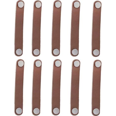 Lot de 10 poignées de porte de tiroir rétro en cuir de 128 mm pour armoire, mallette, valise, cave à vin, boîte en bois, coffret cadeau, boîte à chaussures, accessoires de meubles (jaune) (1/5)