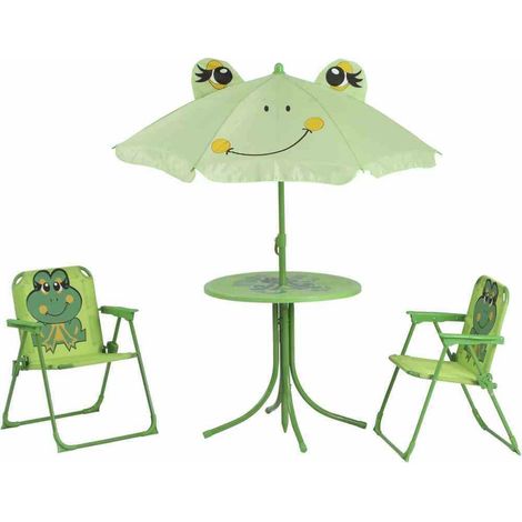 Froggy Kindersitzgruppe 4 tlg. Gestell Stahl grün, Fläche 100% Polyester grün (1/5)
